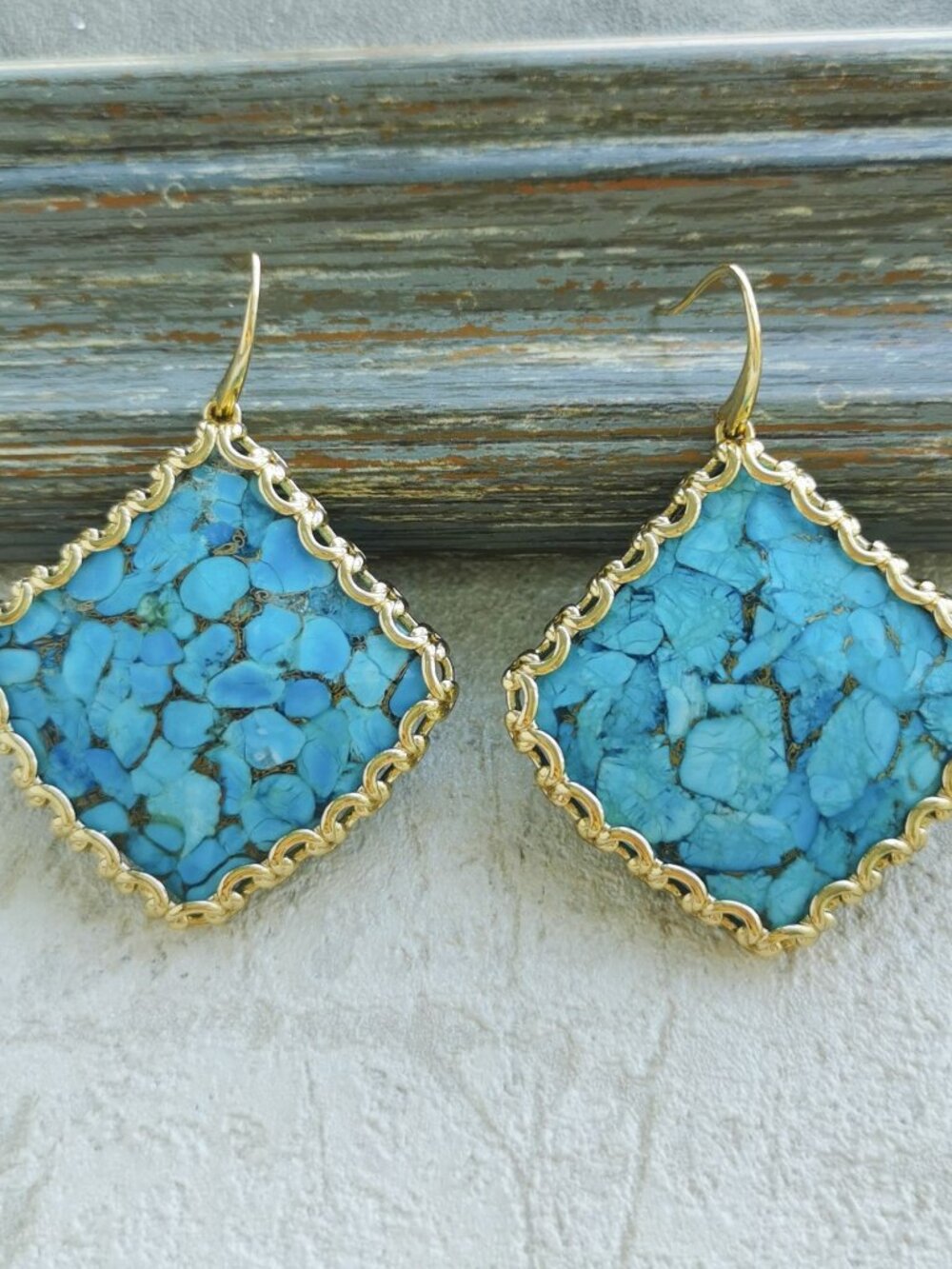 Alicia Bonnie ❤️ Harper Gold Bronze Veined Turquoise Earrings